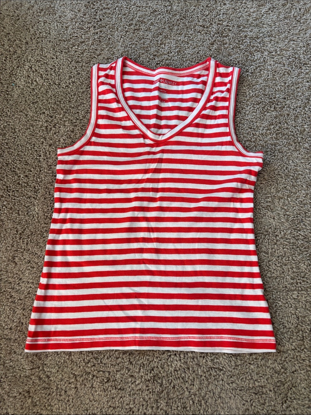 White and Red Striped Tank Top